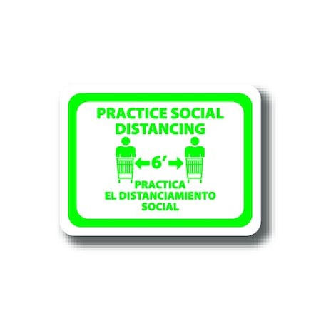 Ergomat 24in x 18in RECTANGLE SIGNS Practice Social Distnacing - Bilingual English/Spanish DSV-SIGN 432 #2954 -UEN